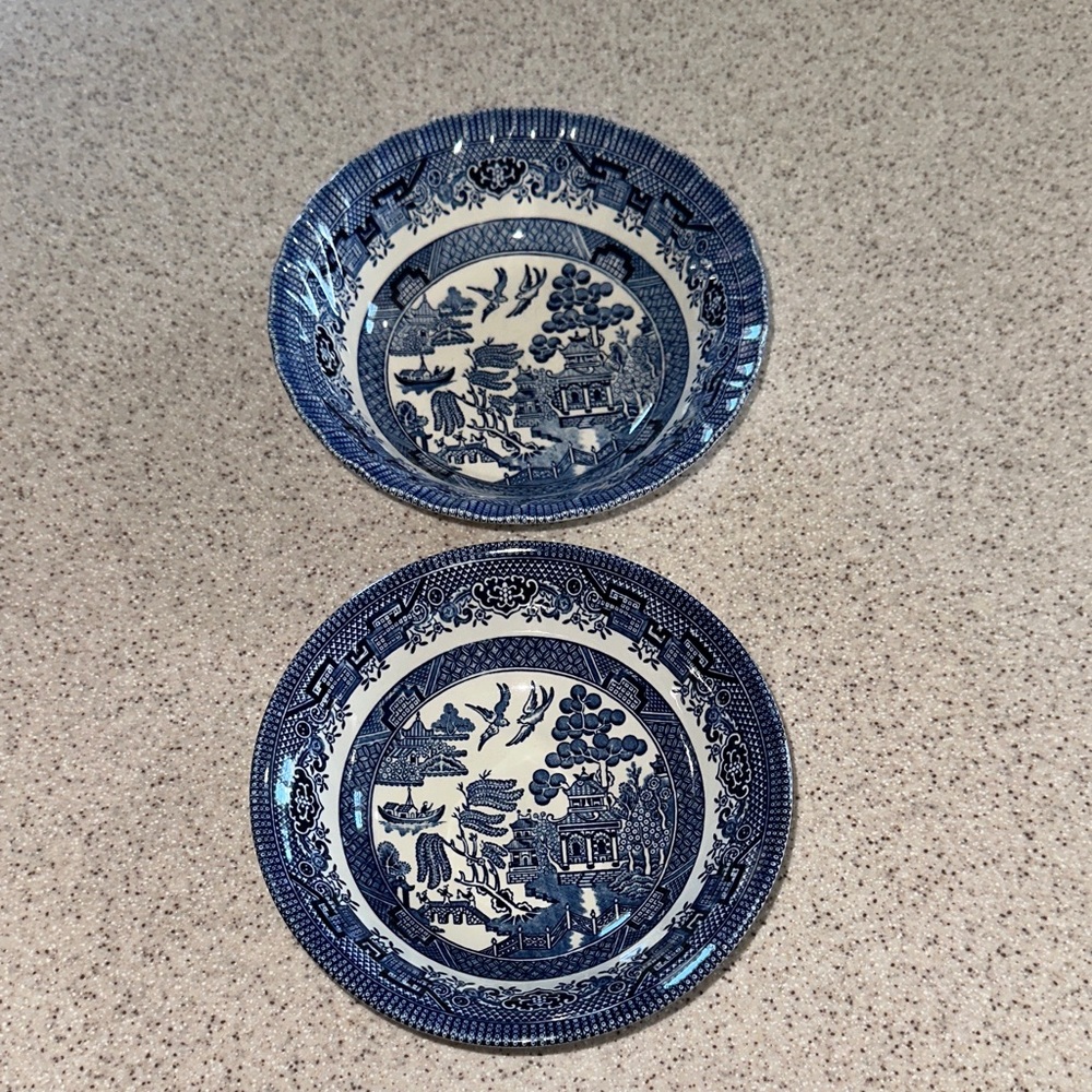 Blue Willow Bowls, Wessex and Churchill - Set of 2
